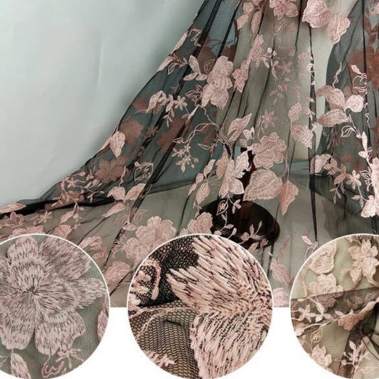 PV Cover Flowers on black tulle ♡